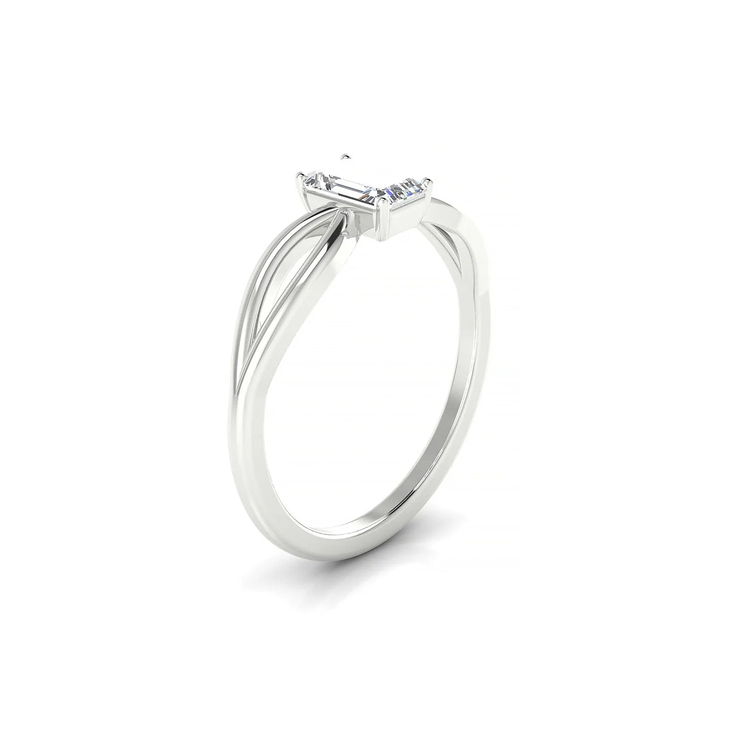 Interlude | 18k White Gold 6 x 4 mm Emerald Diamond Ring