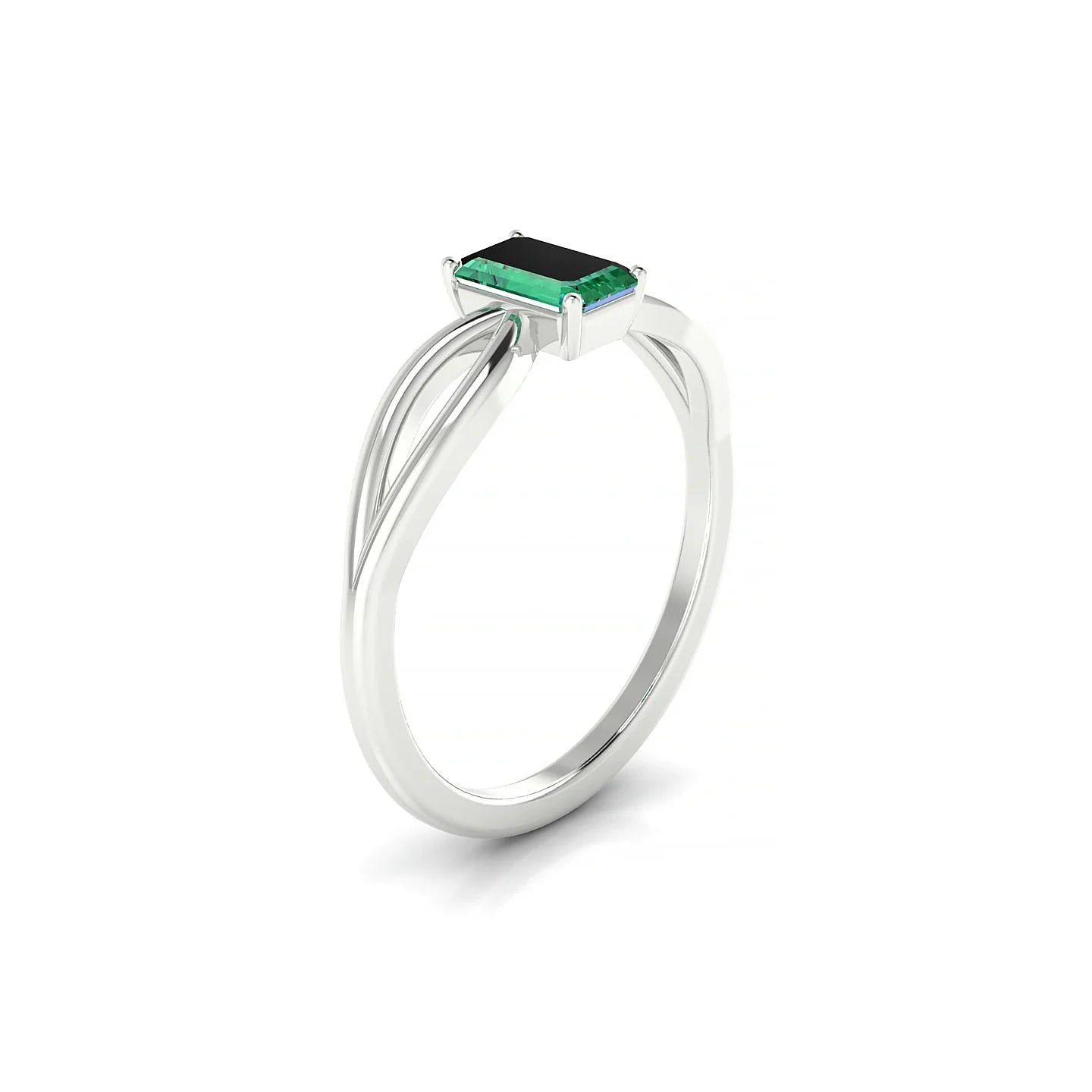 Interlude | 18k White Gold 6 x 4 mm Emerald Emerald Ring