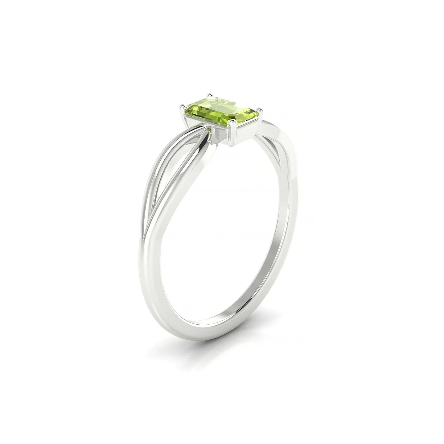 Interlude | 18k White Gold 6 x 4 mm Emerald Peridot Ring