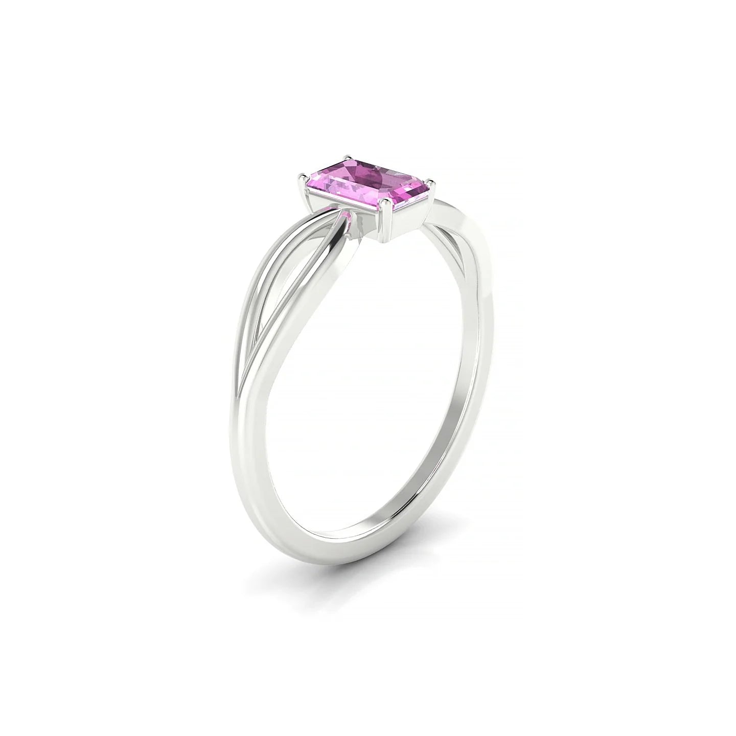 Interlude | 18k White Gold 6 x 4 mm Emerald Pink Sapphire Ring