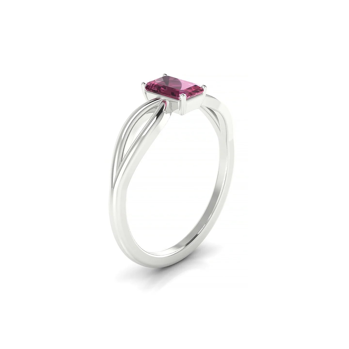Interlude | 18k White Gold 6 x 4 mm Emerald Rhodolite Ring