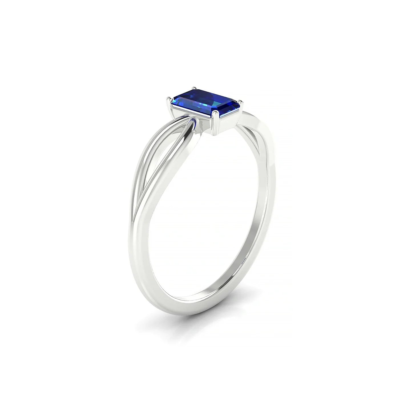 Interlude | 18k White Gold 6 x 4 mm Emerald Sapphire Ring