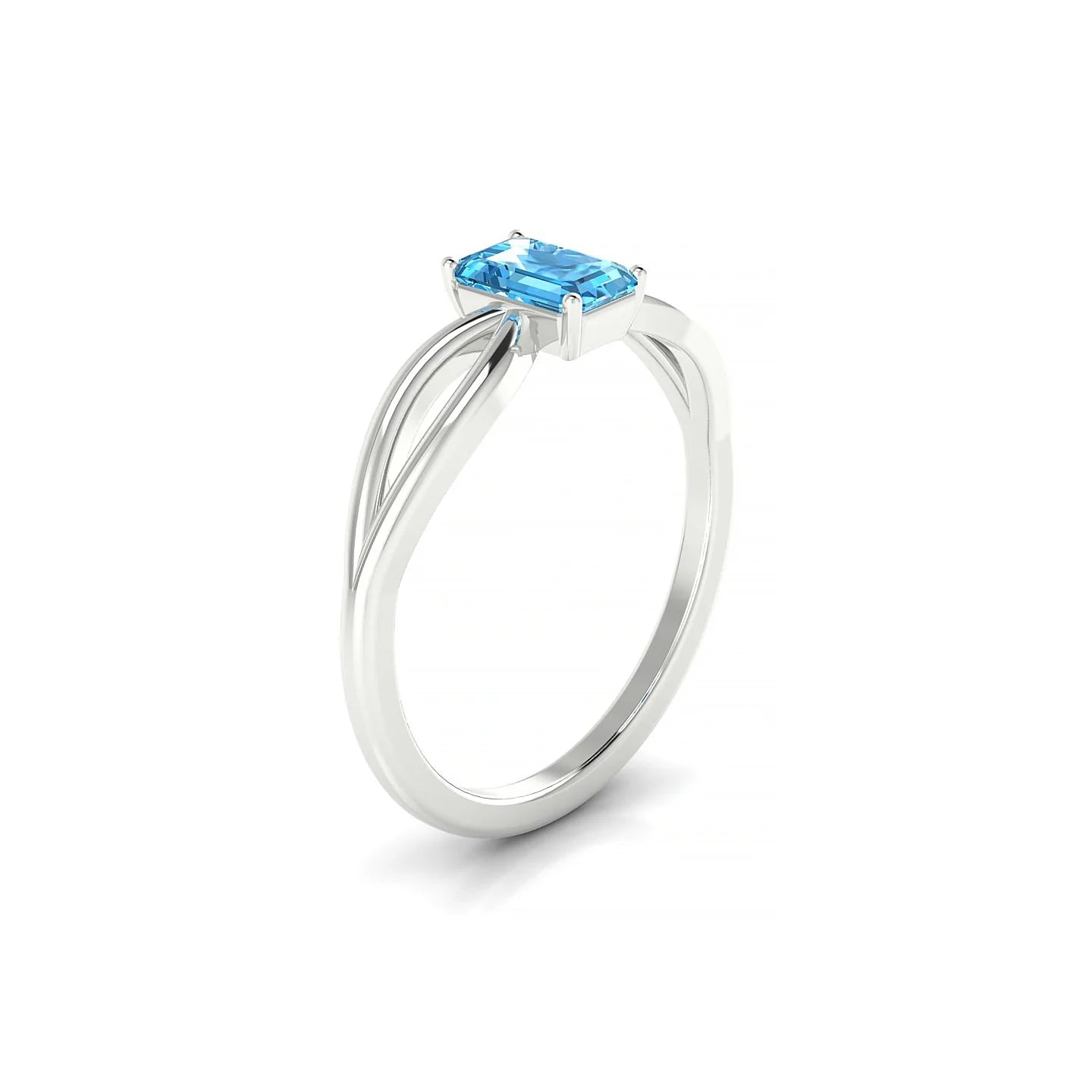 Interlude | 18k White Gold 6 x 4 mm Emerald Topaz Ring