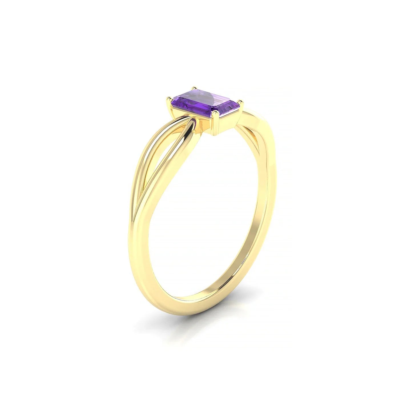 Interlude | 18k Yellow Gold 6 x 4 mm Emerald Amethyst Ring