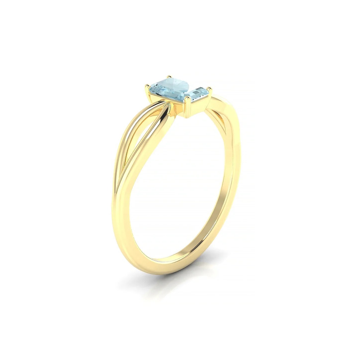 Interlude | 18k Yellow Gold 6 x 4 mm Emerald Aquamarine Ring