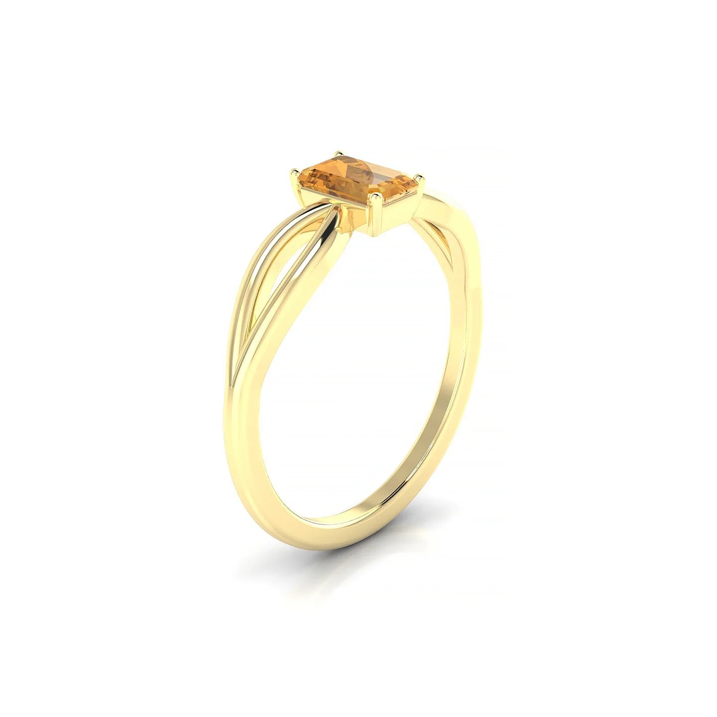 Interlude | 18k Yellow Gold 6 x 4 mm Emerald Citrine Ring