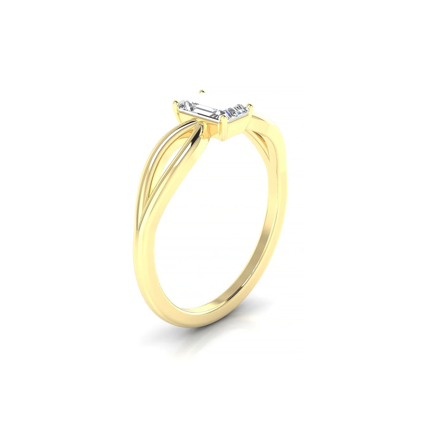 Interlude | 18k Yellow Gold 6 x 4 mm Emerald Diamond Ring