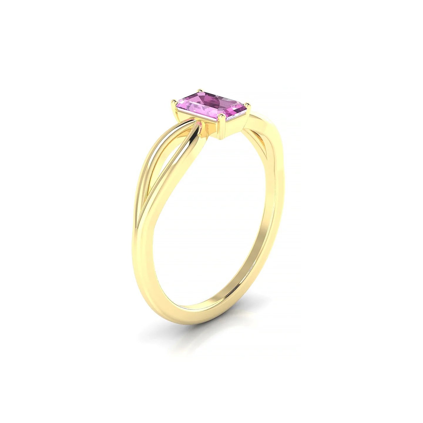 Interlude | 18k Yellow Gold 6 x 4 mm Emerald Pink Sapphire Ring
