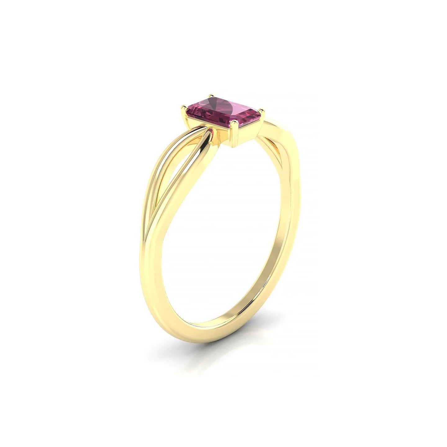 Interlude | 18k Yellow Gold 6 x 4 mm Emerald Rhodolite Ring
