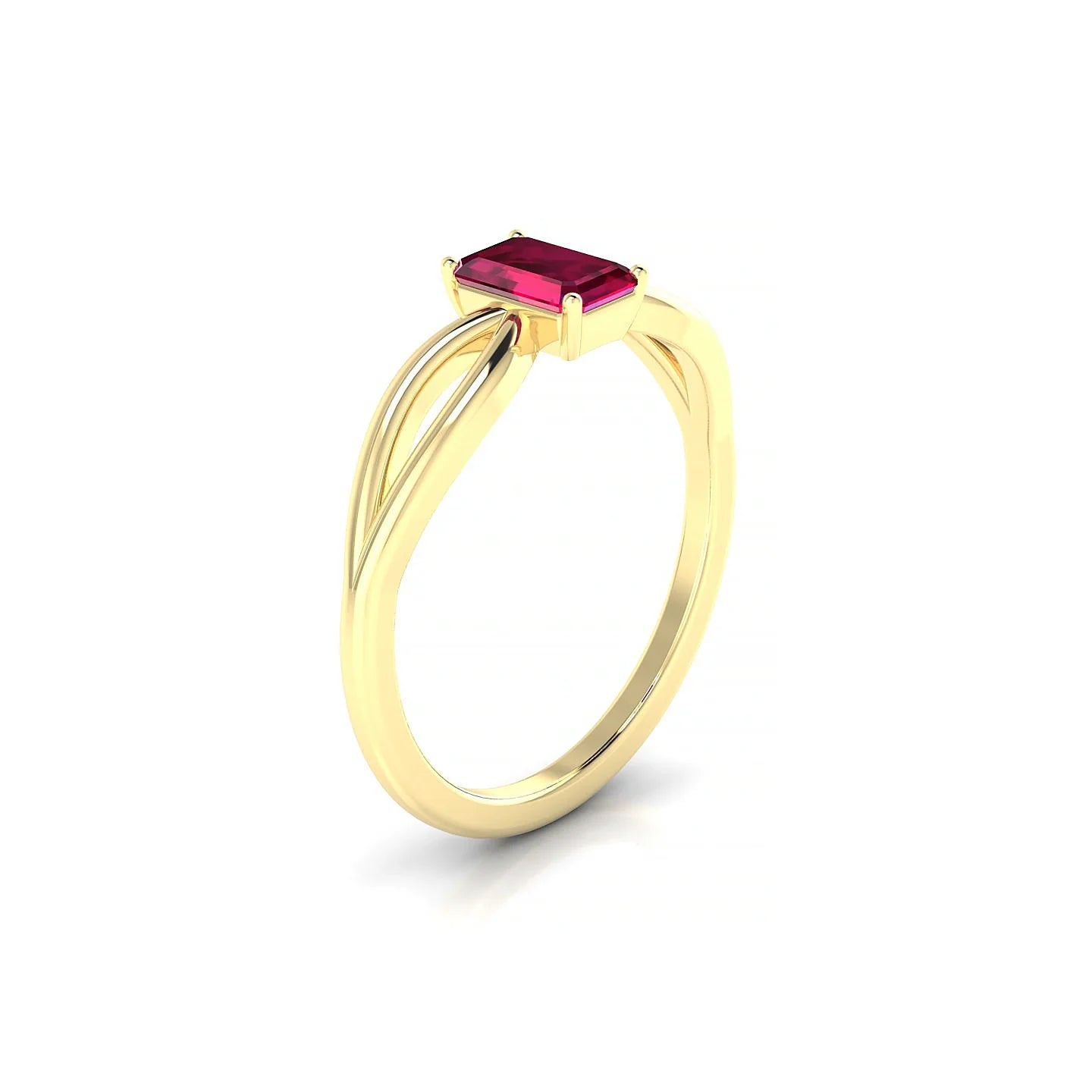 Interlude | 18k Yellow Gold 6 x 4 mm Emerald Ruby Ring