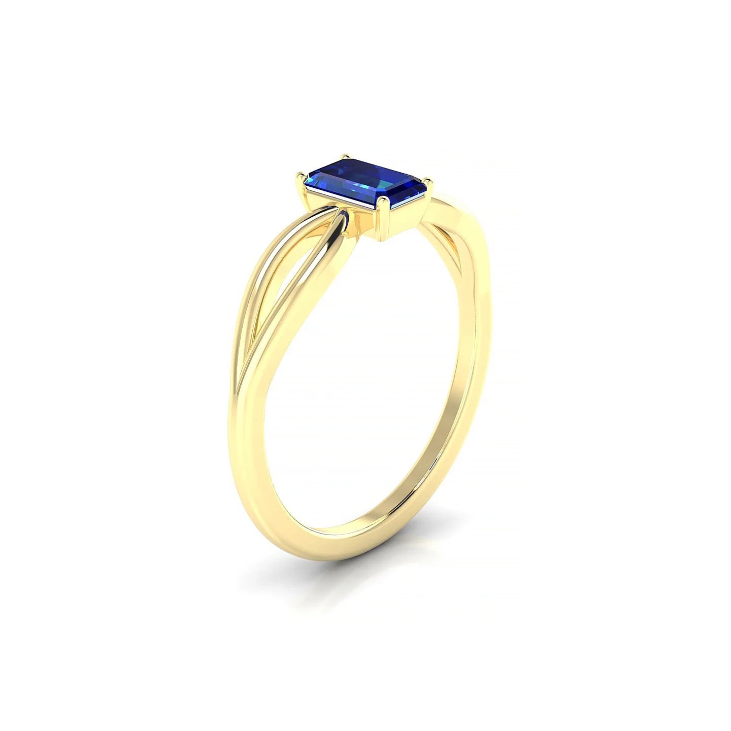 Interlude | 18k Yellow Gold 6 x 4 mm Emerald Sapphire Ring