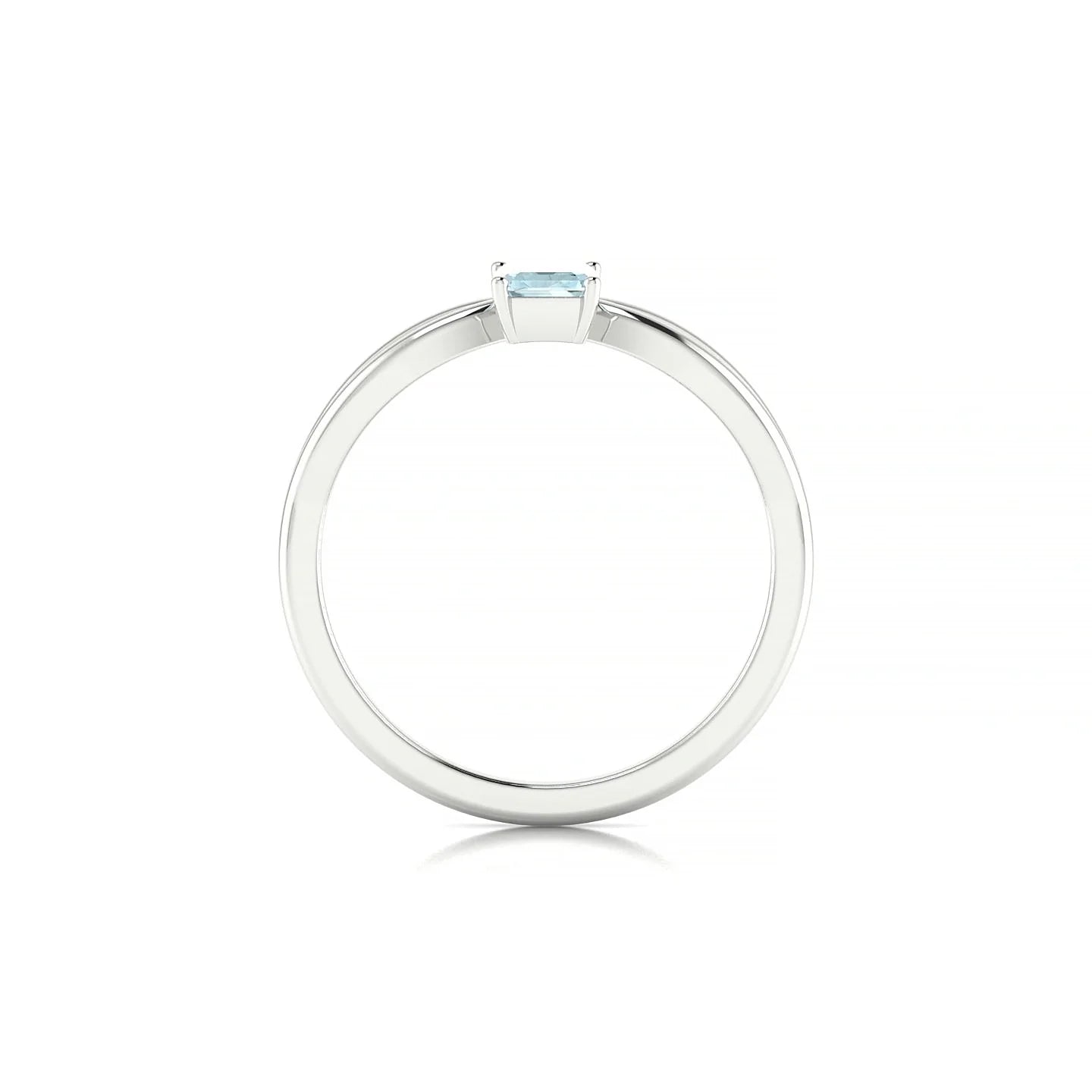 Interlude | 18k White Gold 6 x 4 mm Emerald Aquamarine Ring