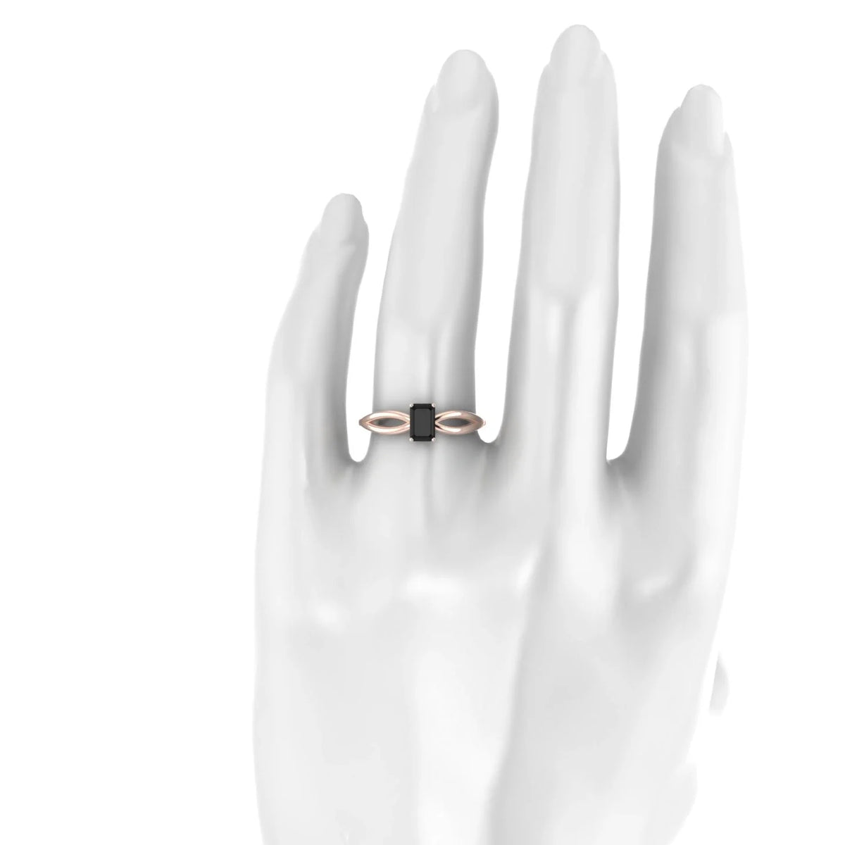 Interlude | 18k Rose Gold 6 x 4 mm Emerald Black Diamond Ring