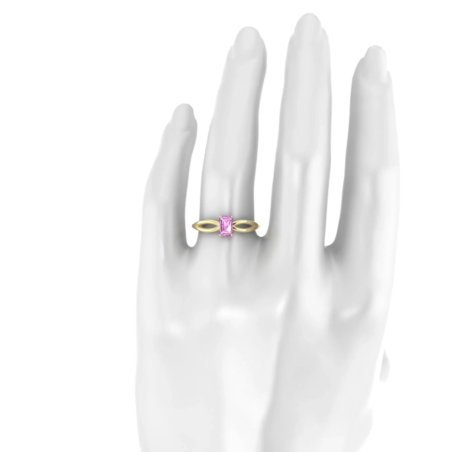 Interlude | 18k Yellow Gold 6 x 4 mm Emerald Pink Sapphire Ring