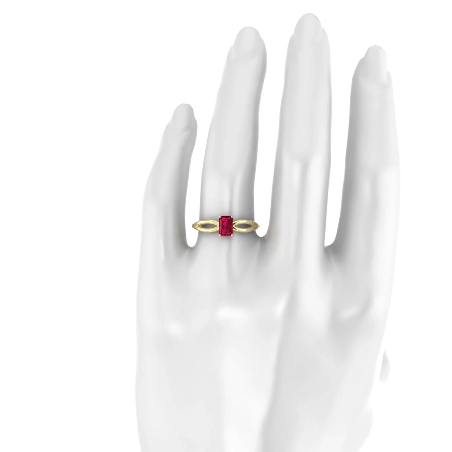 Interlude | 18k Yellow Gold 6 x 4 mm Emerald Ruby Ring