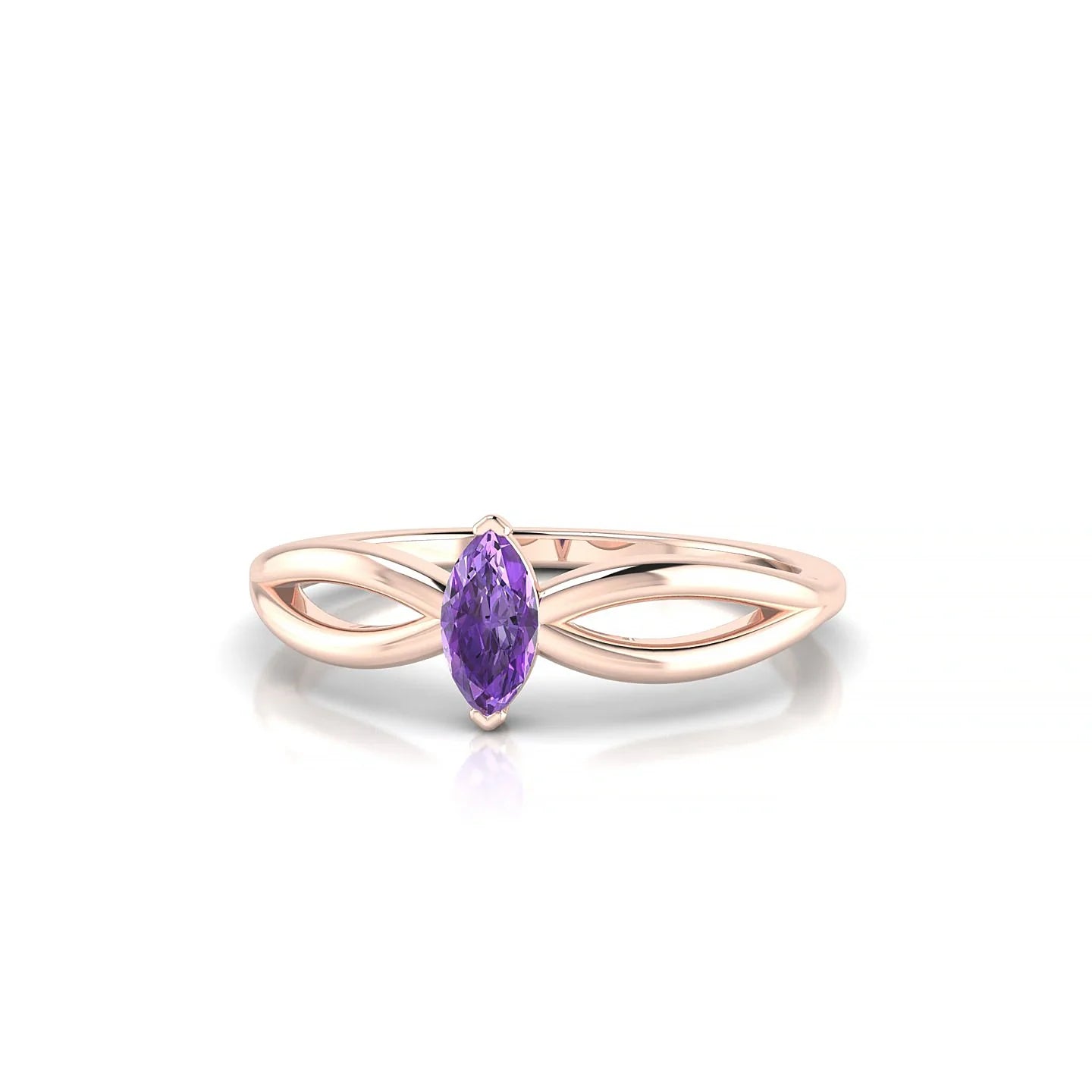 Interlude | 18k Rose Gold 6 x 3 mm Marquise Amethyst Ring