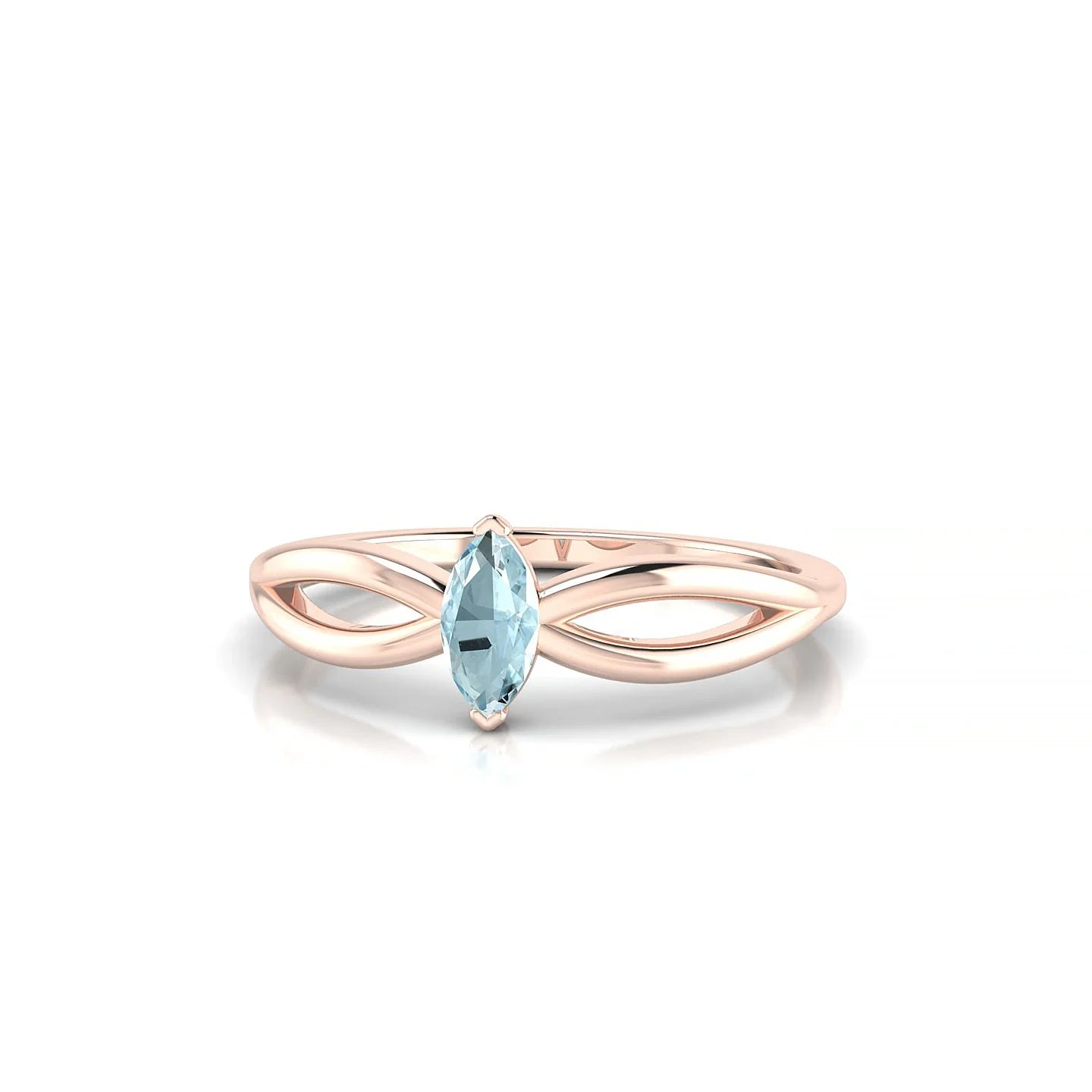 Interlude | 18k Rose Gold 6 x 3 mm Marquise Aquamarine Ring