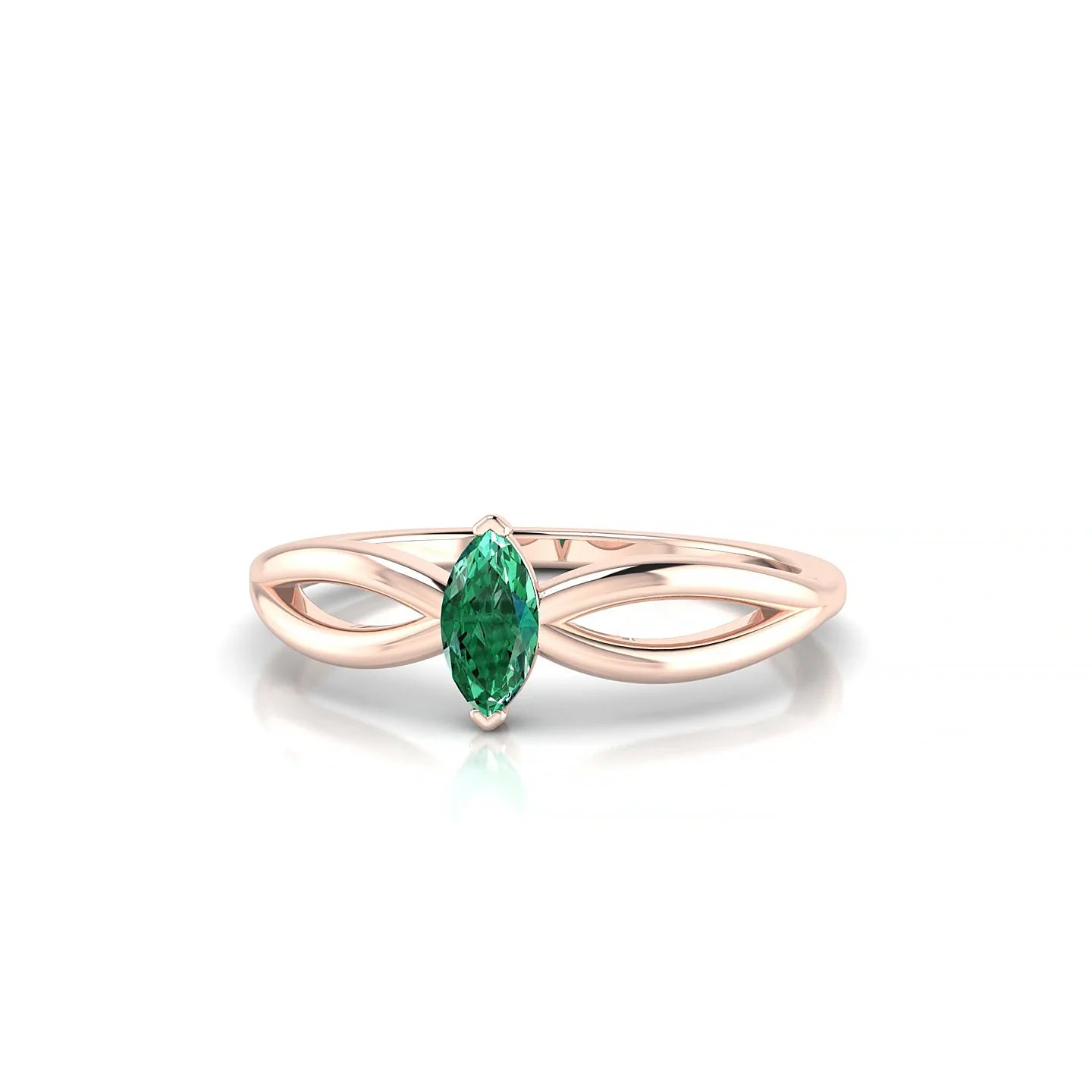 Interlude | 18k Rose Gold 6 x 3 mm Marquise Emerald Ring