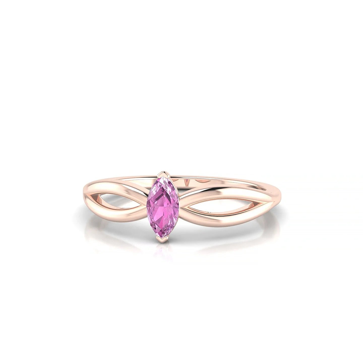 Interlude | 18k Rose Gold 6 x 3 mm Marquise Pink Sapphire Ring
