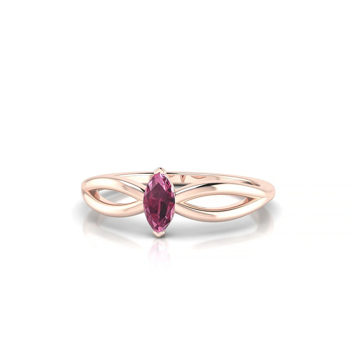 Interlude | 18k Rose Gold 6 x 3 mm Marquise Rhodolite Ring