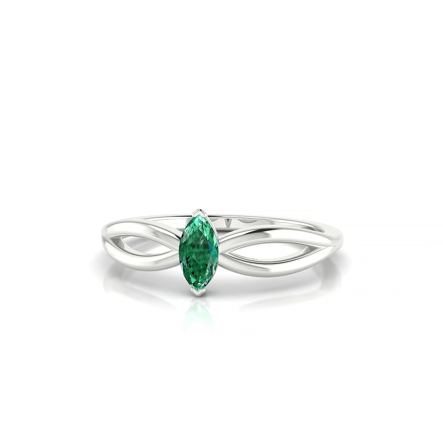 Interlude | 18k White Gold 6 x 3 mm Marquise Emerald Ring