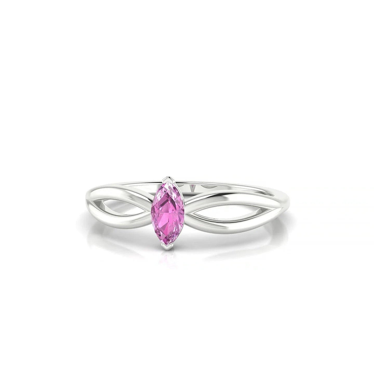 Interlude | 18k White Gold 6 x 3 mm Marquise Pink Sapphire Ring