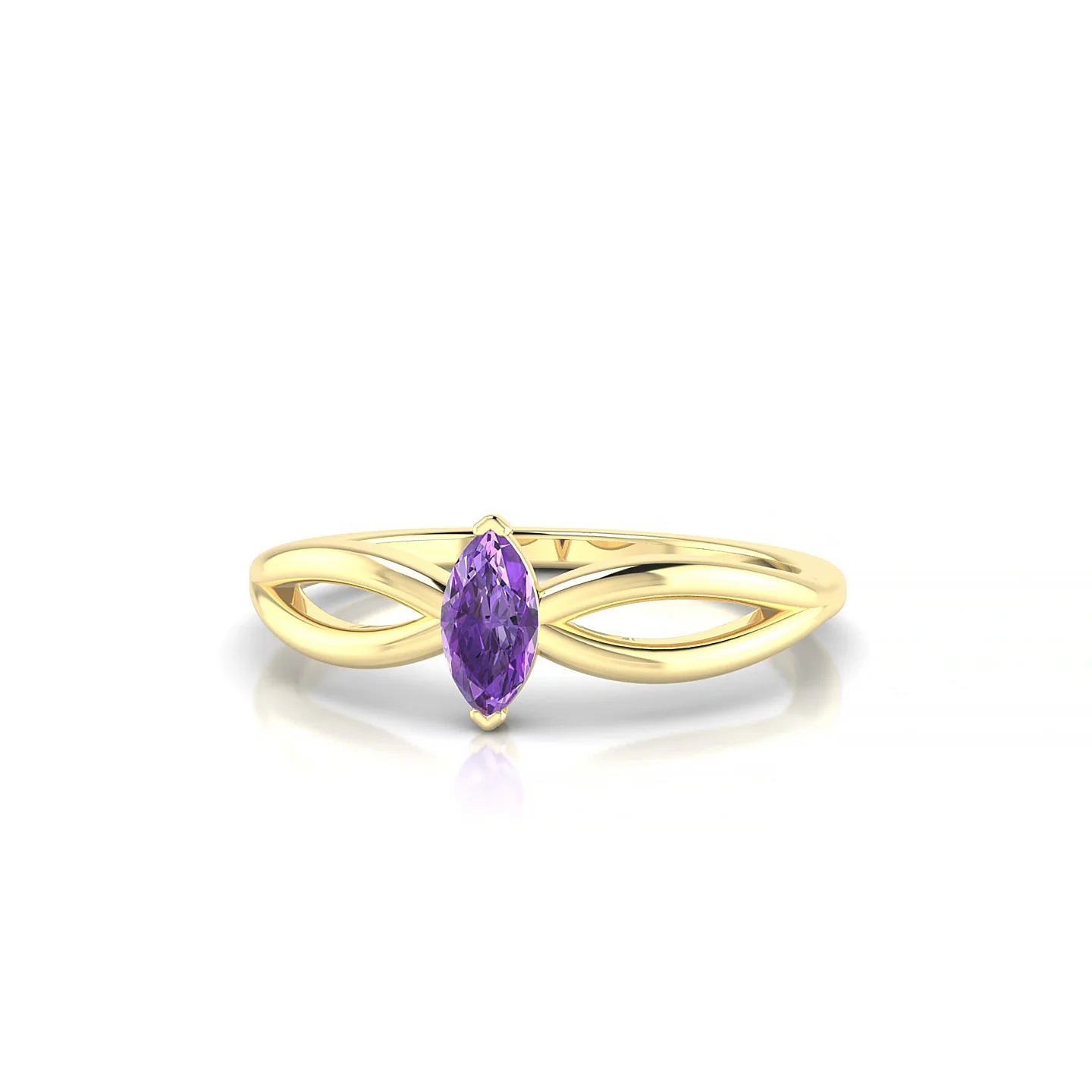 Interlude | 18k Yellow Gold 6 x 3 mm Marquise Amethyst Ring