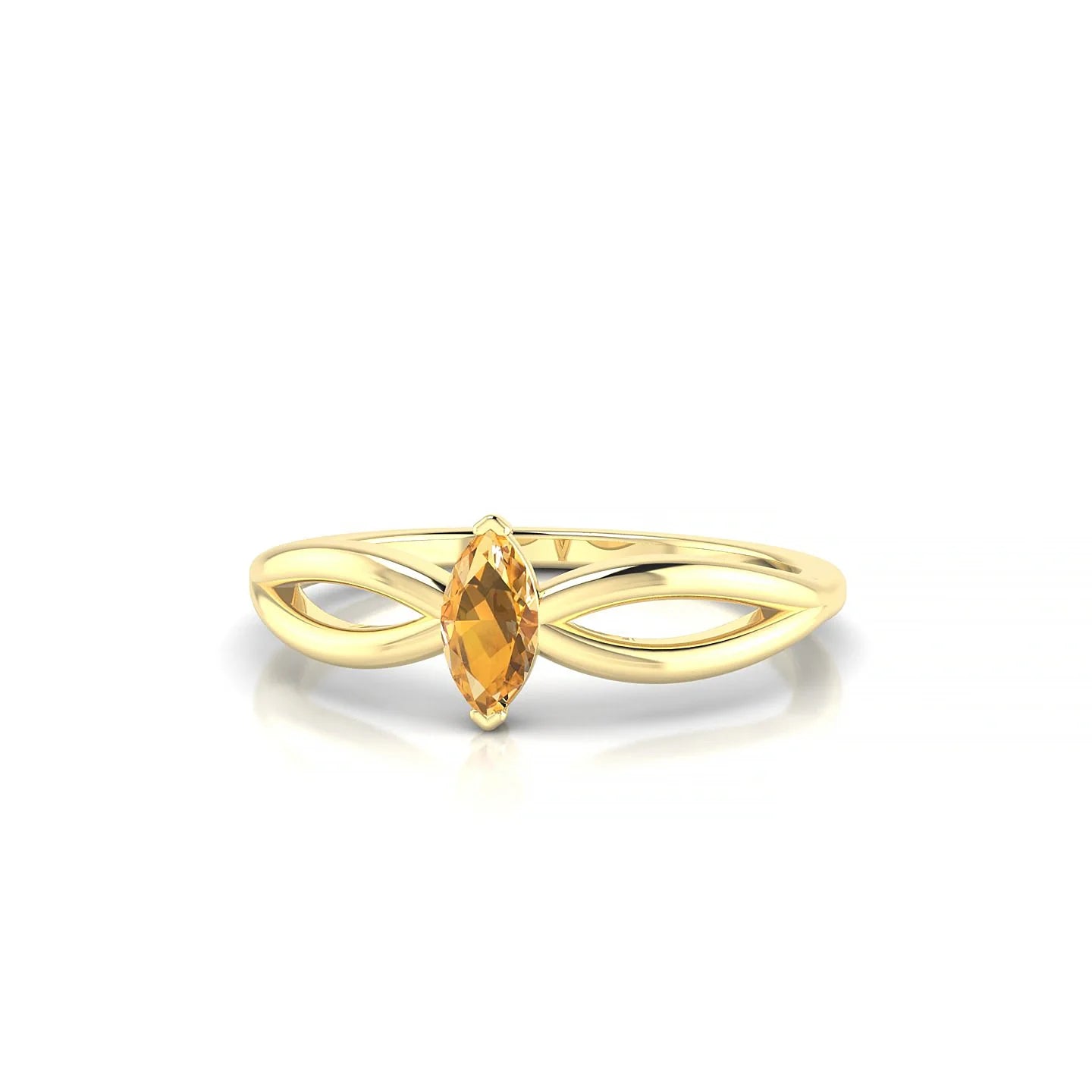 Interlude | 18k Yellow Gold 6 x 3 mm Marquise Citrine Ring