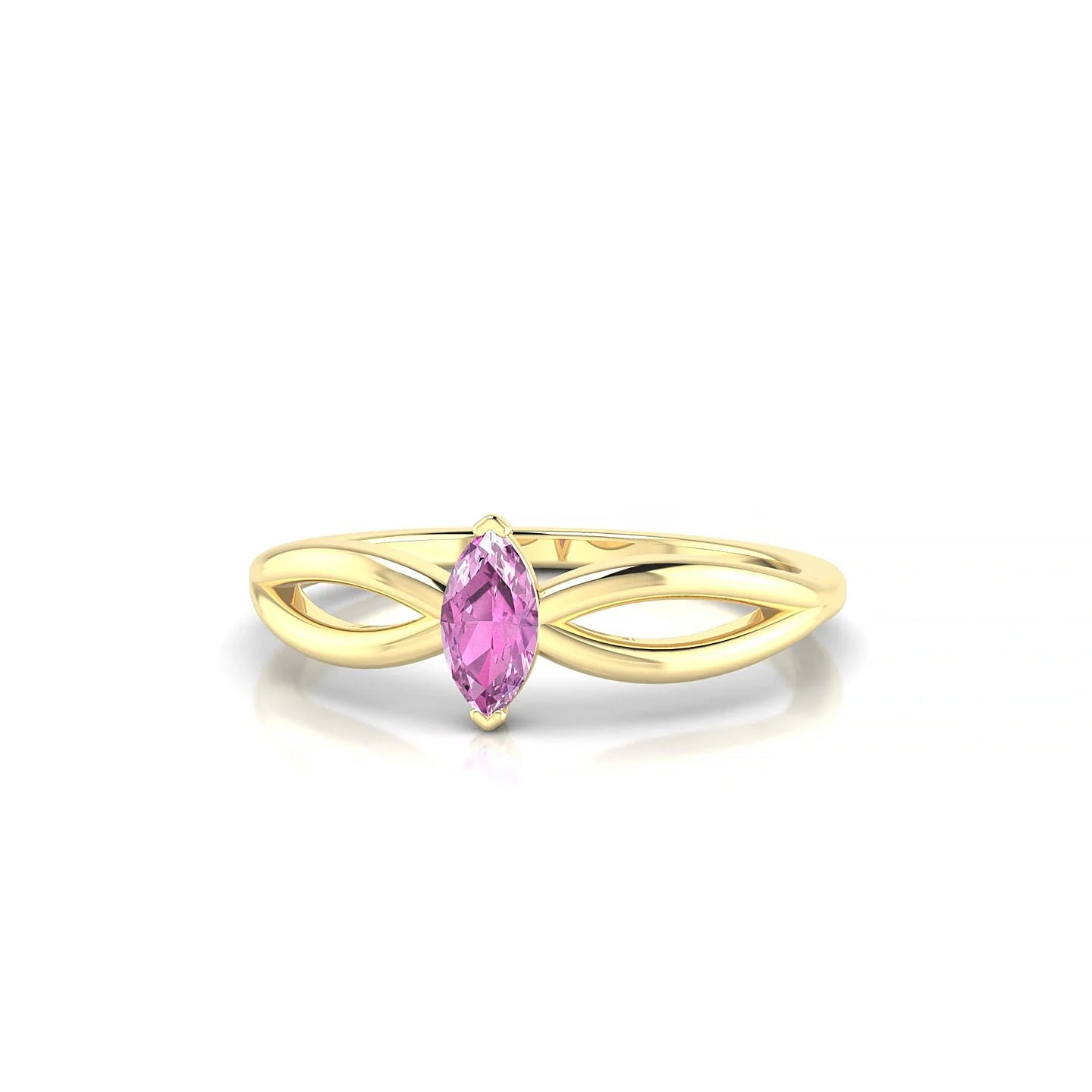 Interlude | 18k Yellow Gold 6 x 3 mm Marquise Pink Sapphire Ring