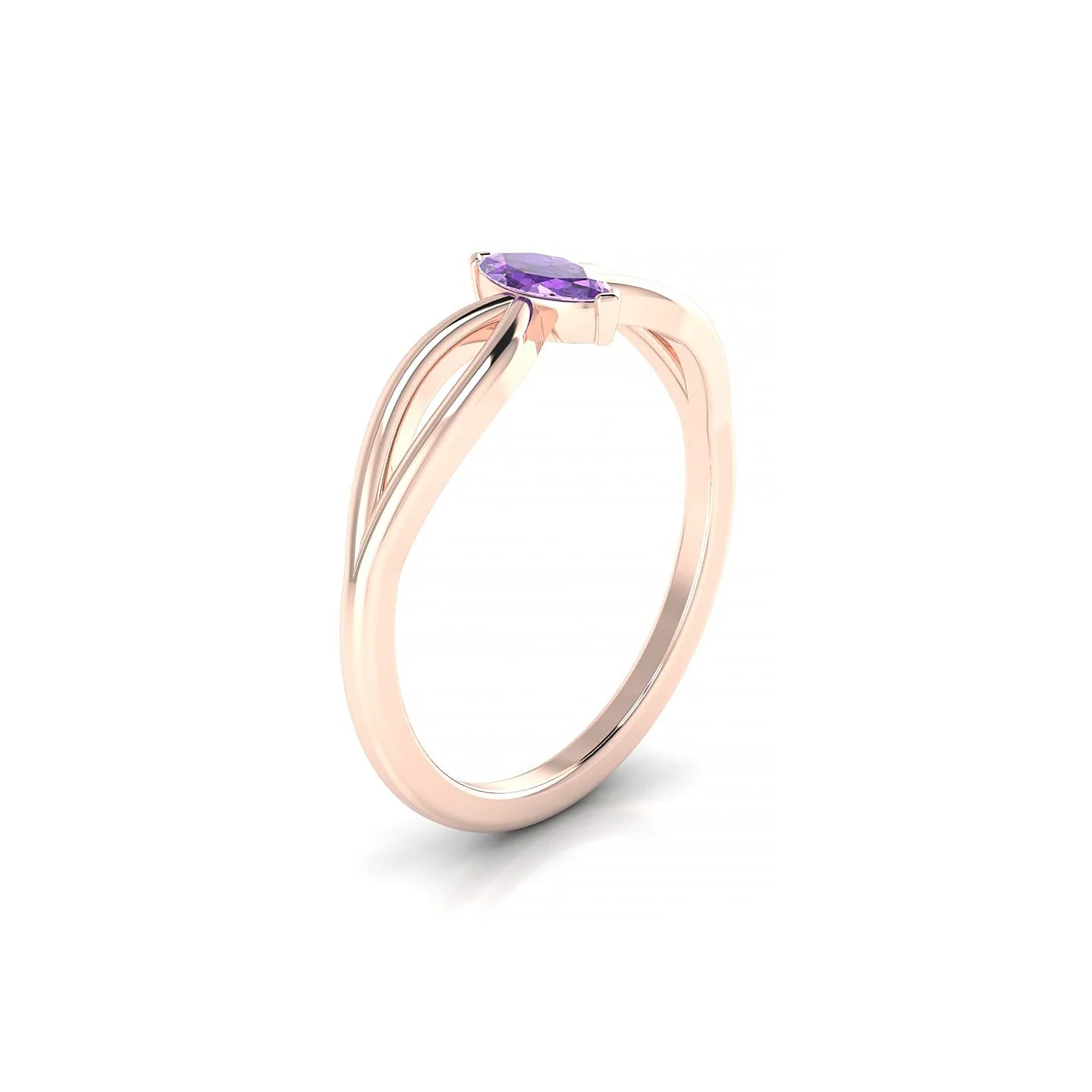 Interlude | 18k Rose Gold 6 x 3 mm Marquise Amethyst Ring
