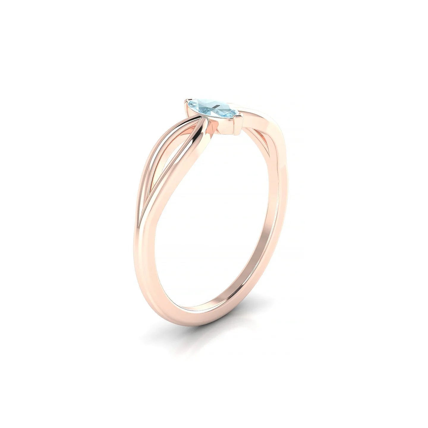 Interlude | 18k Rose Gold 6 x 3 mm Marquise Aquamarine Ring