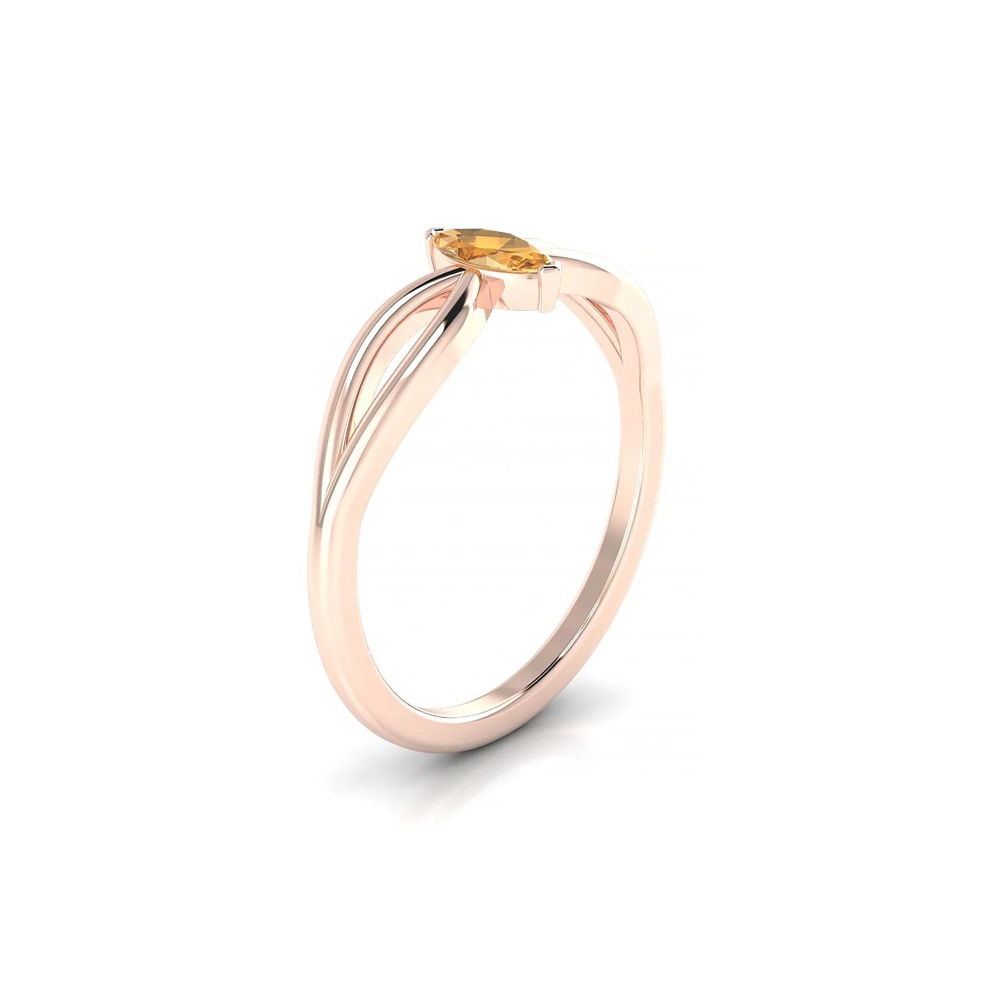 Interlude | 18k Rose Gold 6 x 3 mm Marquise Citrine Ring