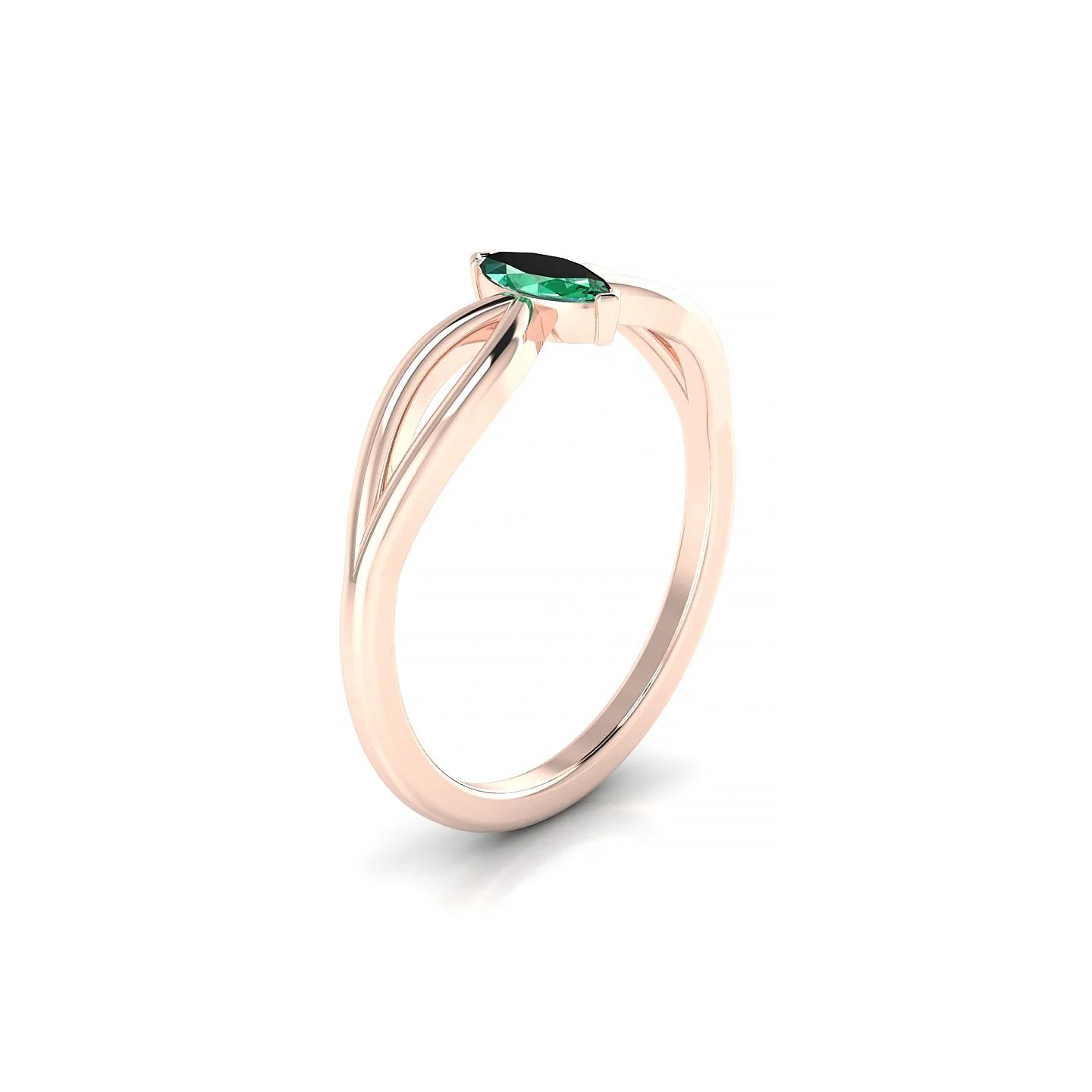 Interlude | 18k Rose Gold 6 x 3 mm Marquise Emerald Ring