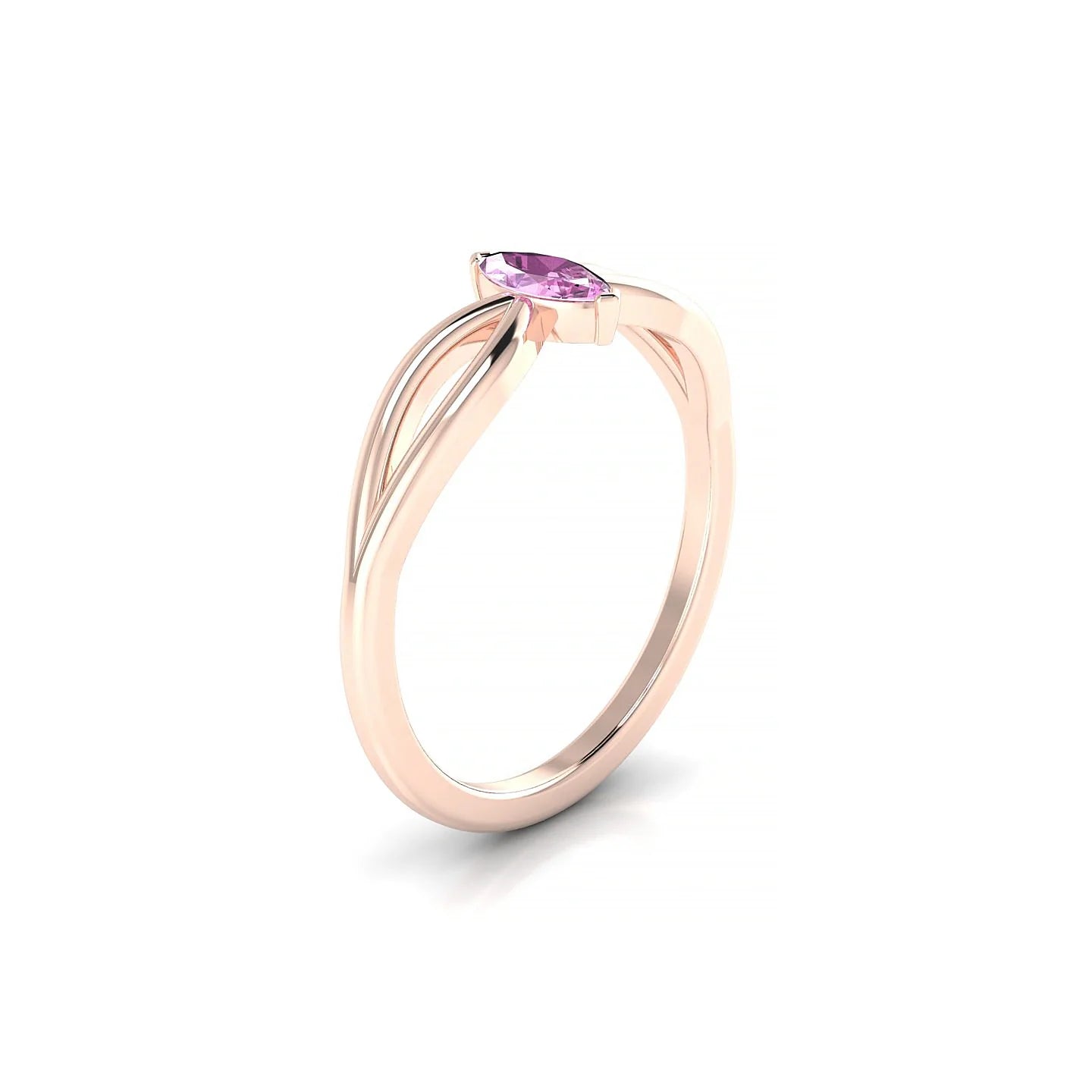Interlude | 18k Rose Gold 6 x 3 mm Marquise Pink Sapphire Ring