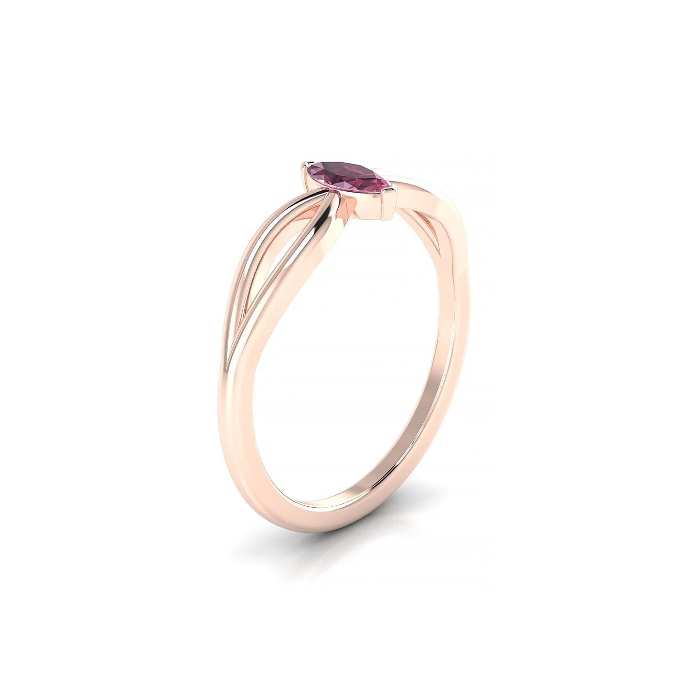 Interlude | 18k Rose Gold 6 x 3 mm Marquise Rhodolite Ring