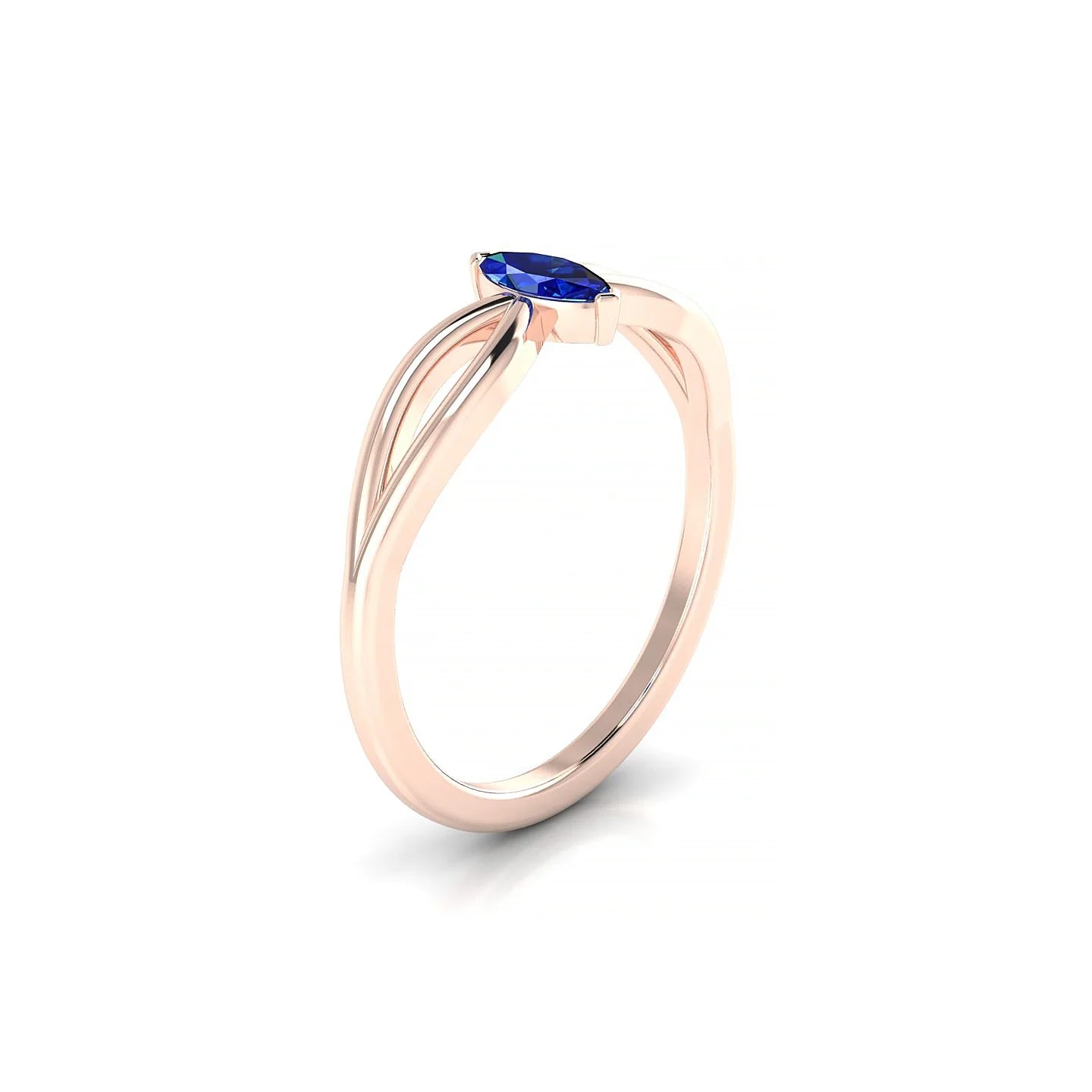 Interlude | 18k Rose Gold 6 x 3 mm Marquise Sapphire Ring