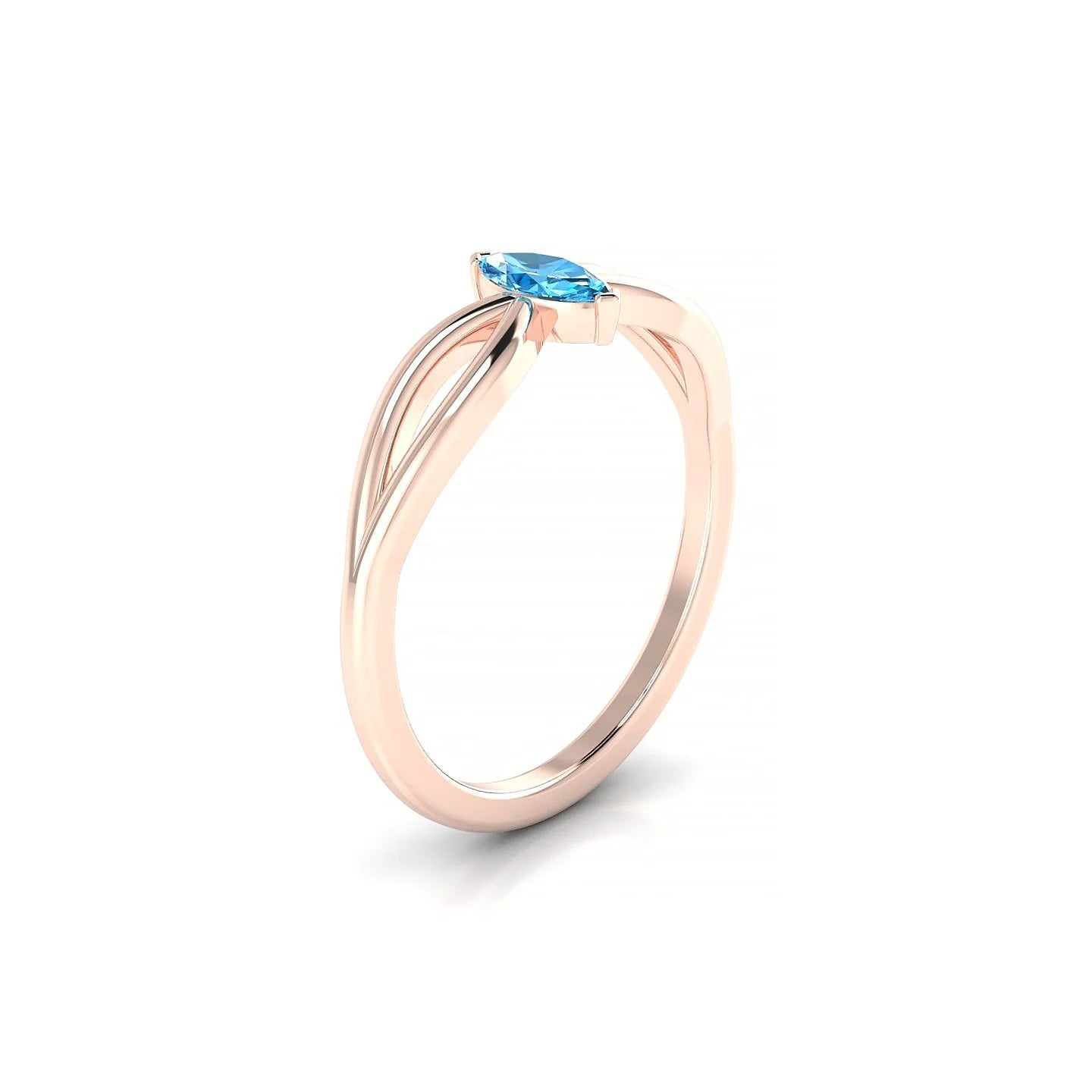 Interlude | 18k Rose Gold 6 x 3 mm Marquise Topaz Ring