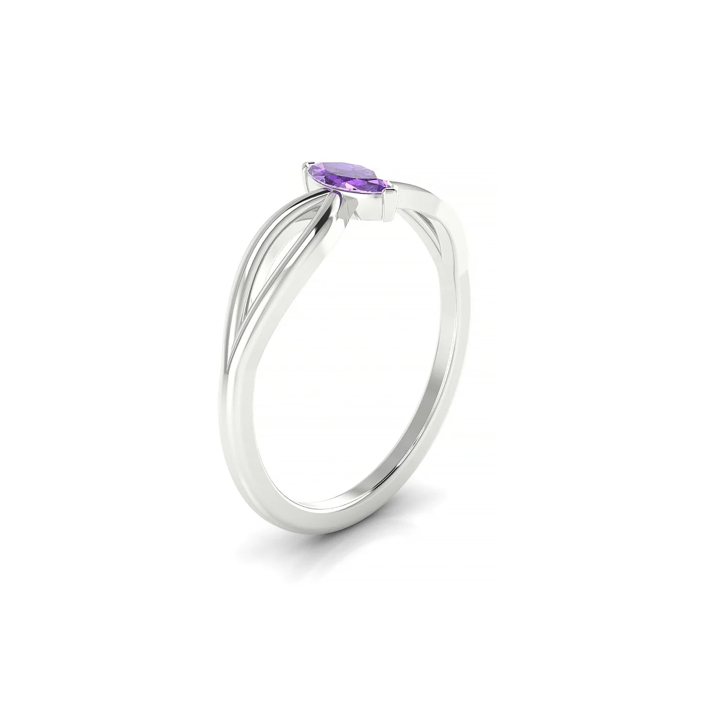 Interlude | 18k White Gold 6 x 3 mm Marquise Amethyst Ring