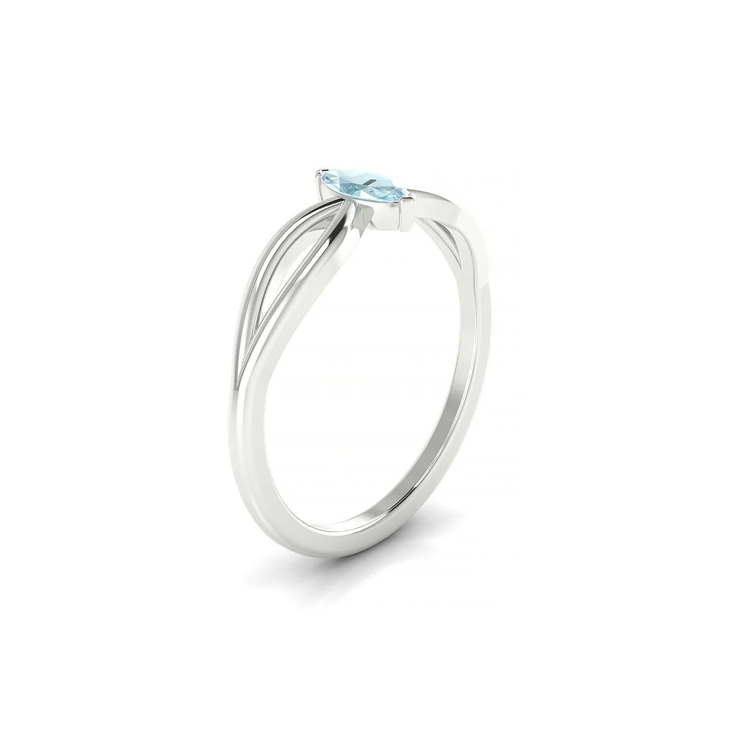 Interlude | 18k White Gold 6 x 3 mm Marquise Aquamarine Ring