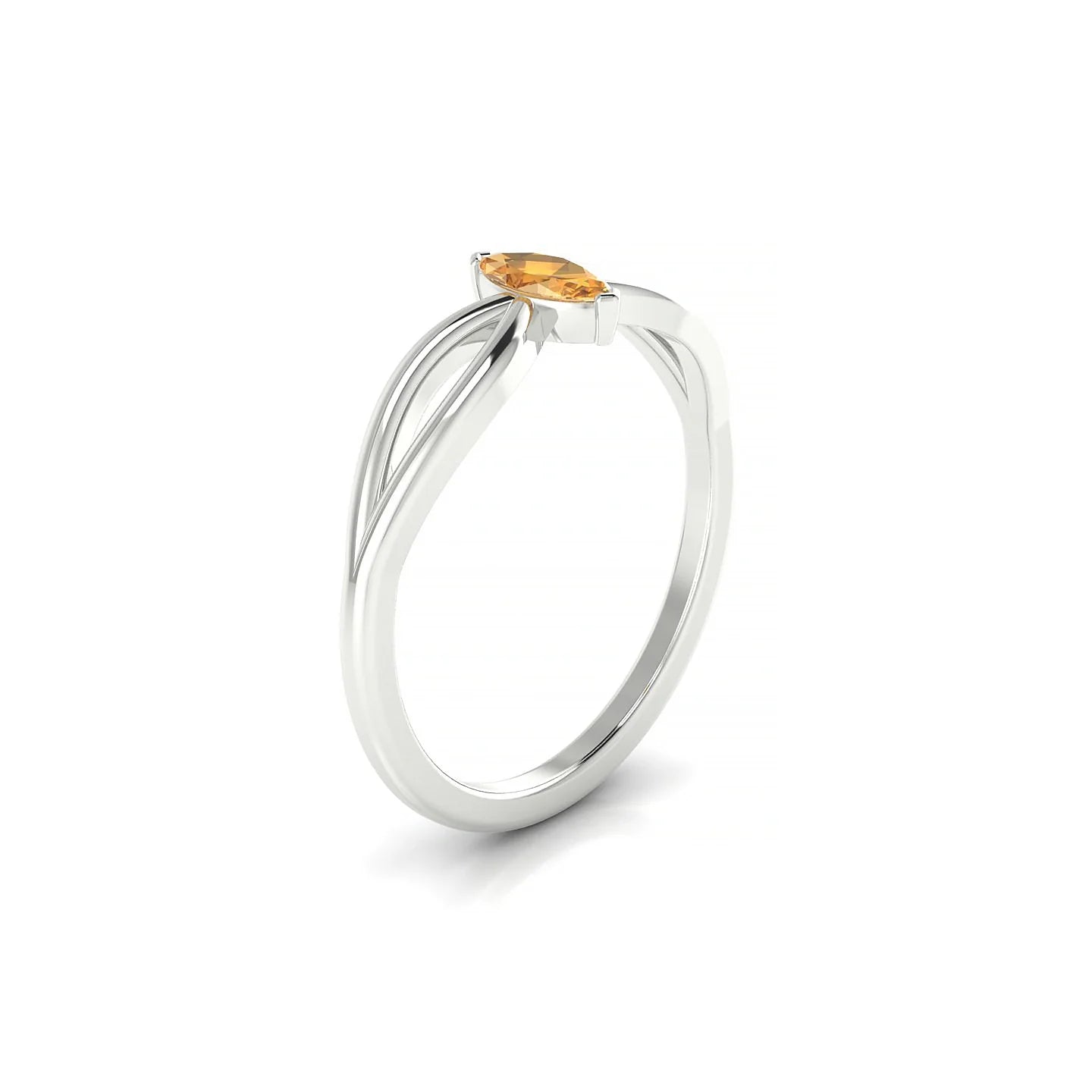 Interlude | 18k White Gold 6 x 3 mm Marquise Citrine Ring