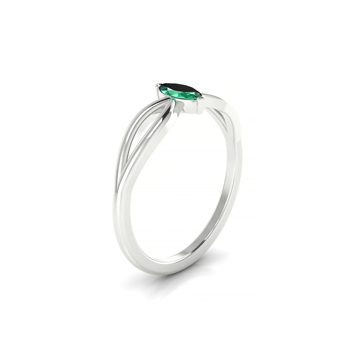 Interlude | 18k White Gold 6 x 3 mm Marquise Emerald Ring
