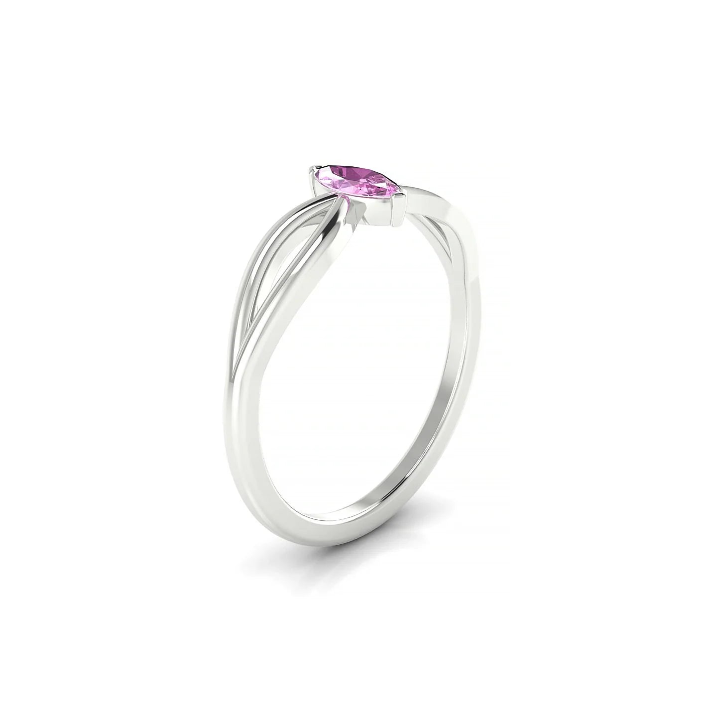 Interlude | 18k White Gold 6 x 3 mm Marquise Pink Sapphire Ring