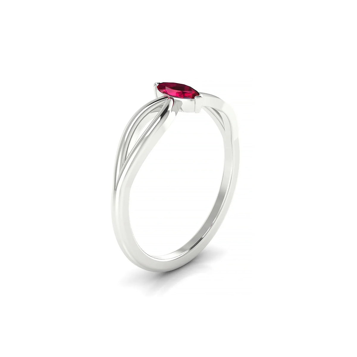 Interlude | 18k White Gold 6 x 3 mm Marquise Ruby Ring
