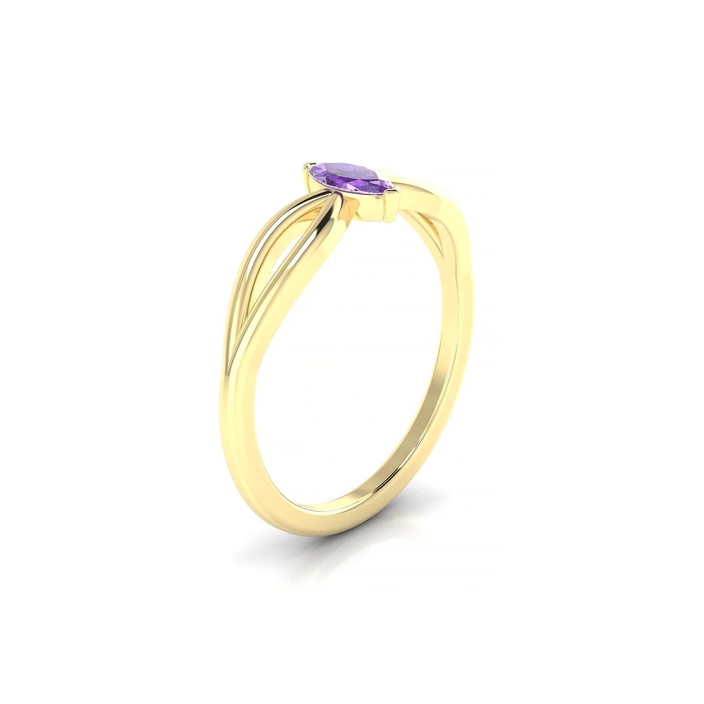 Interlude | 18k Yellow Gold 6 x 3 mm Marquise Amethyst Ring