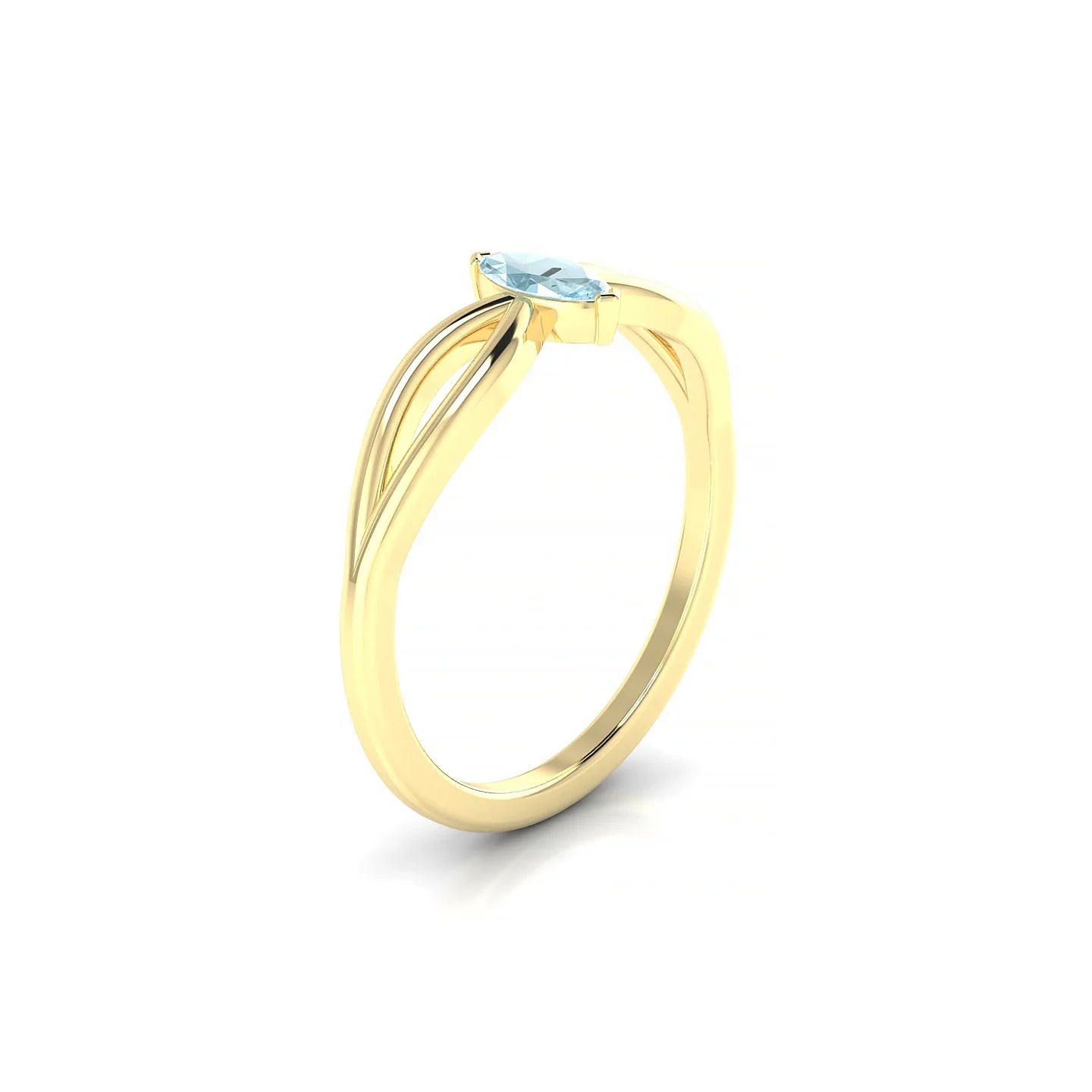 Interlude | 18k Yellow Gold 6 x 3 mm Marquise Aquamarine Ring