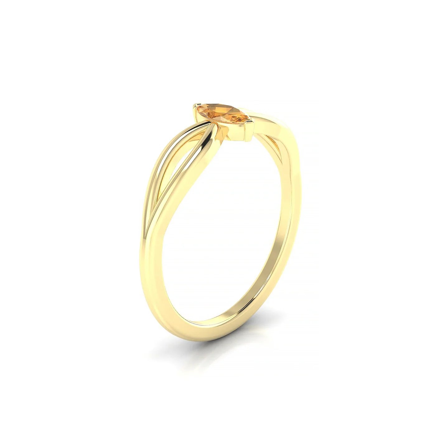 Interlude | 18k Yellow Gold 6 x 3 mm Marquise Citrine Ring