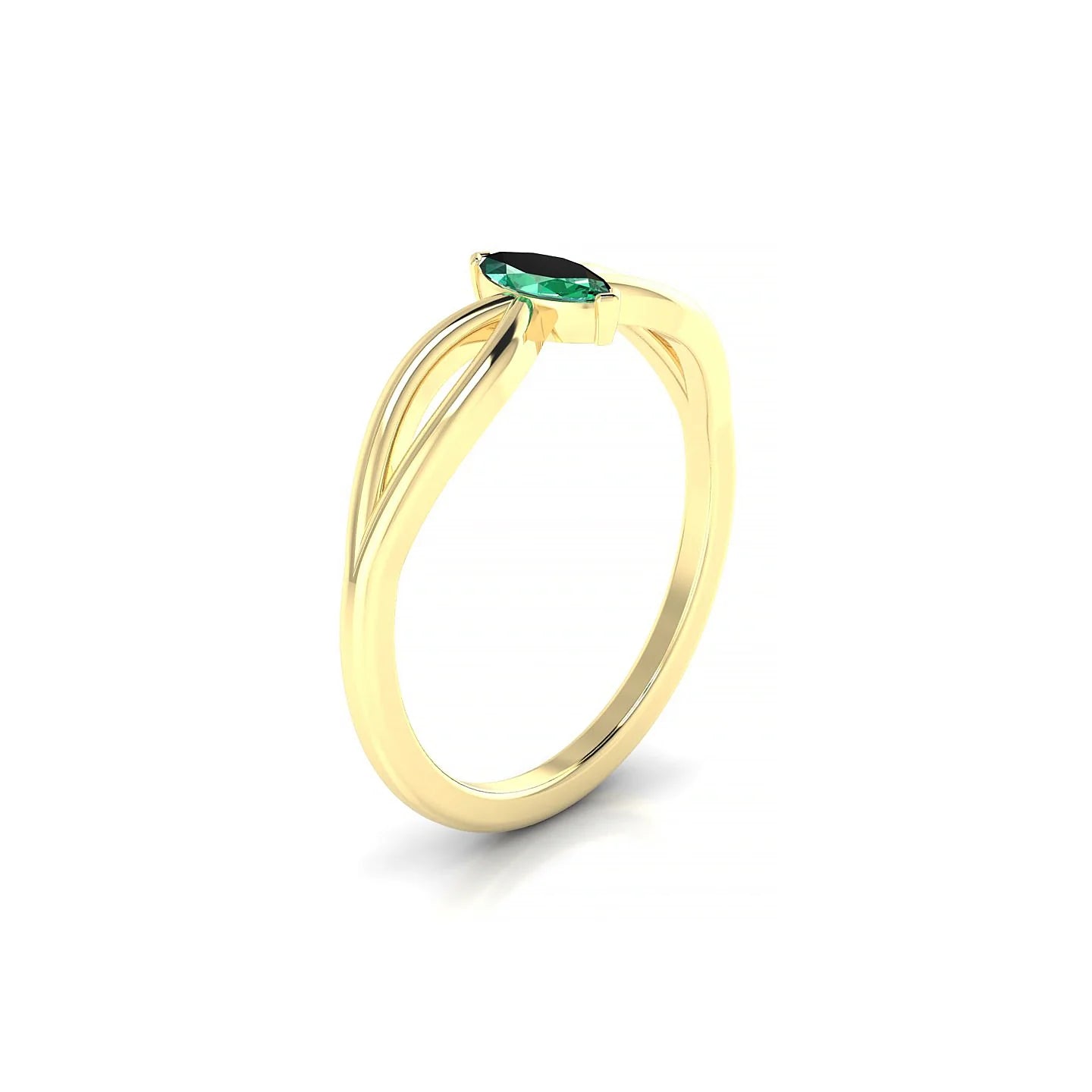 Interlude | 18k Yellow Gold 6 x 3 mm Marquise Emerald Ring