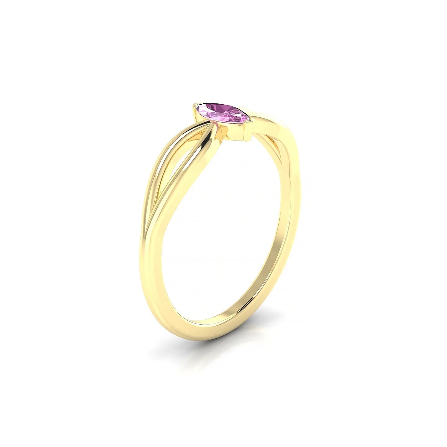 Interlude | 18k Yellow Gold 6 x 3 mm Marquise Pink Sapphire Ring