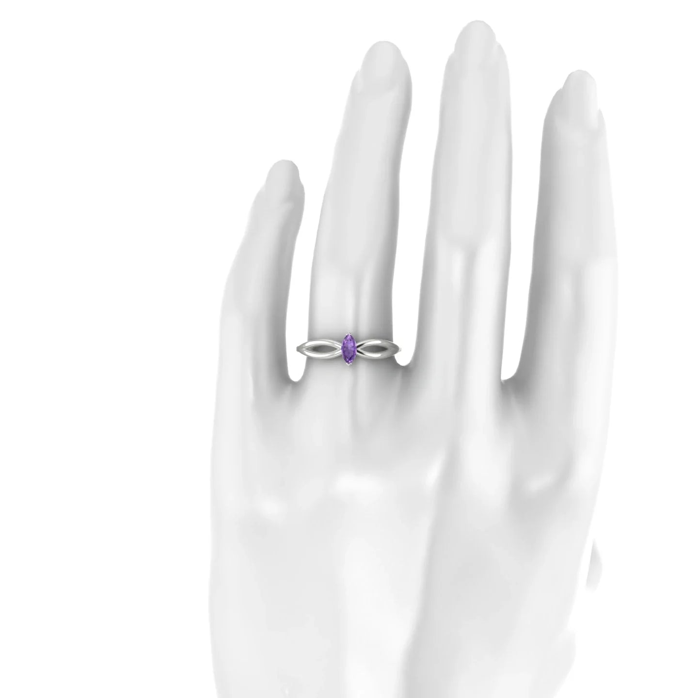 Interlude | 18k White Gold 6 x 3 mm Marquise Amethyst Ring
