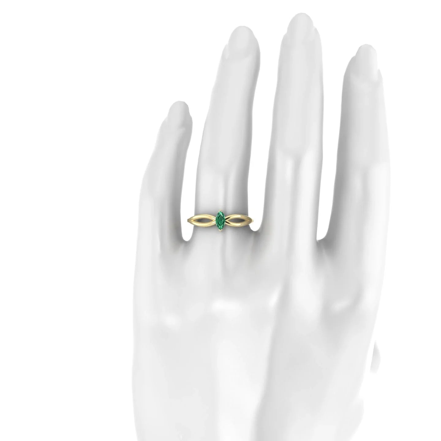 Interlude | 18k Yellow Gold 6 x 3 mm Marquise Emerald Ring